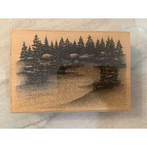 Stampscapes Meadow Lg 057G Rocks Trees Forest Scene Wood Mounted Rubber Stamp